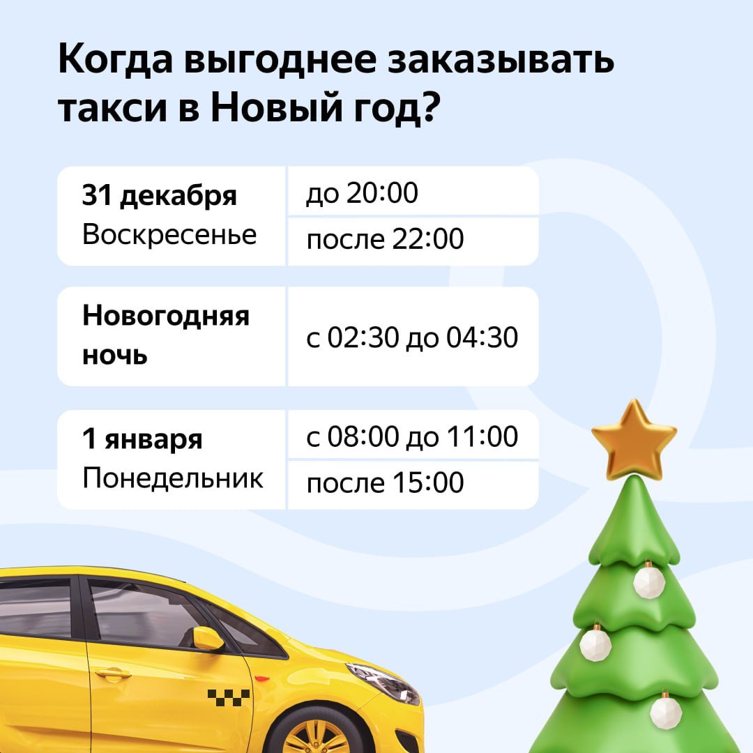 Появилась шпаргалка, которая поможет выбрать правильное время для выгодных поездок на такси в Новый год - Загадка!