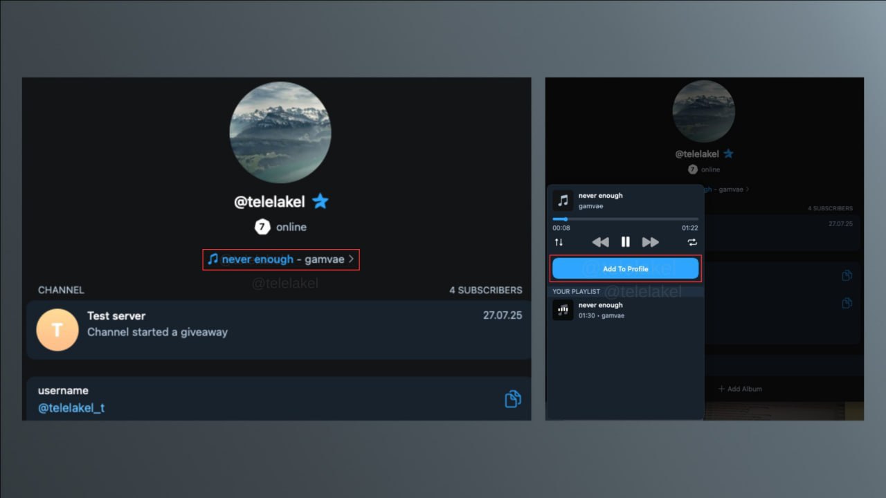В Telegram тестируют музыкальные статусы