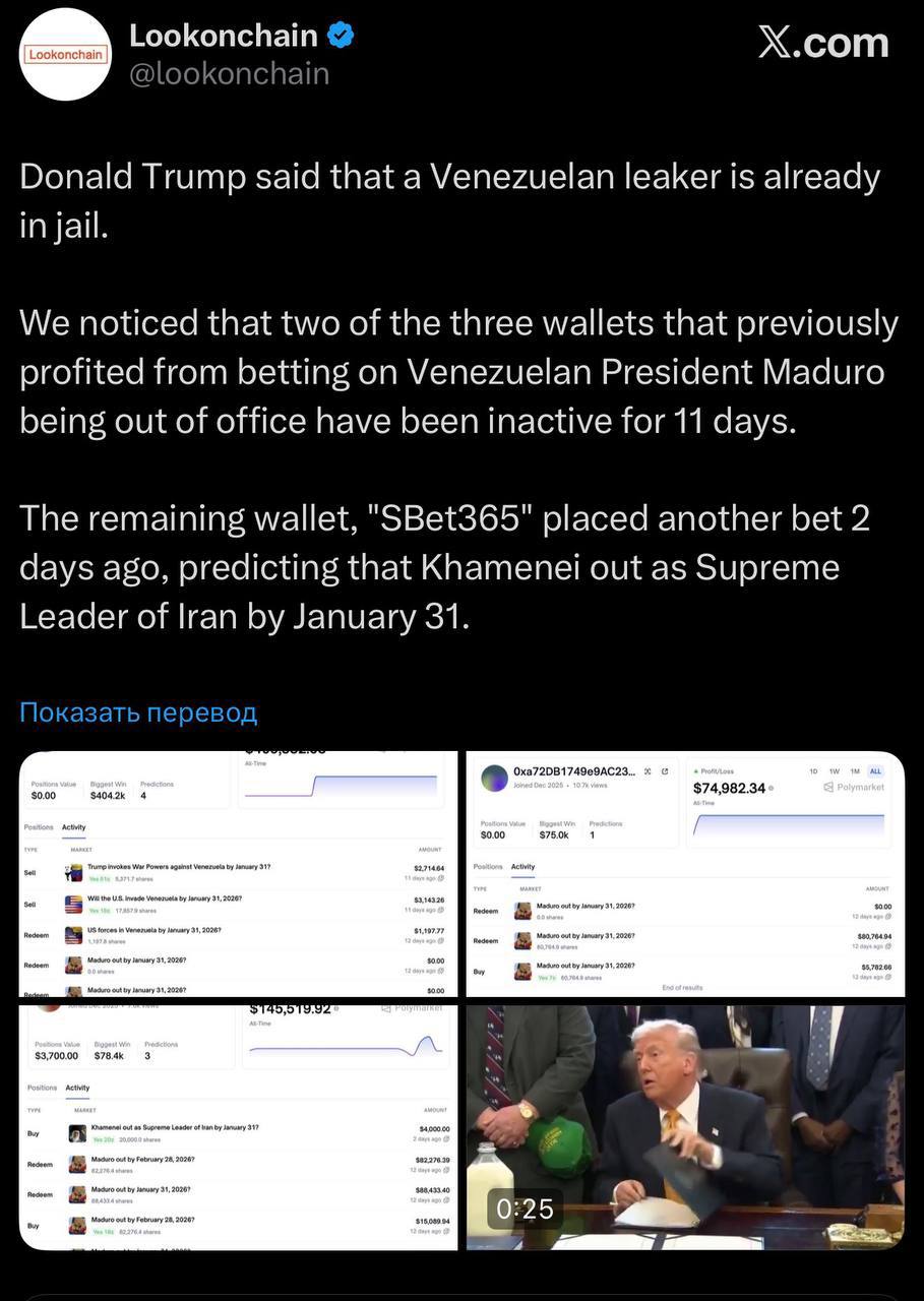 Инсайдеры Пентагона пойманы за ставки на Мадуро