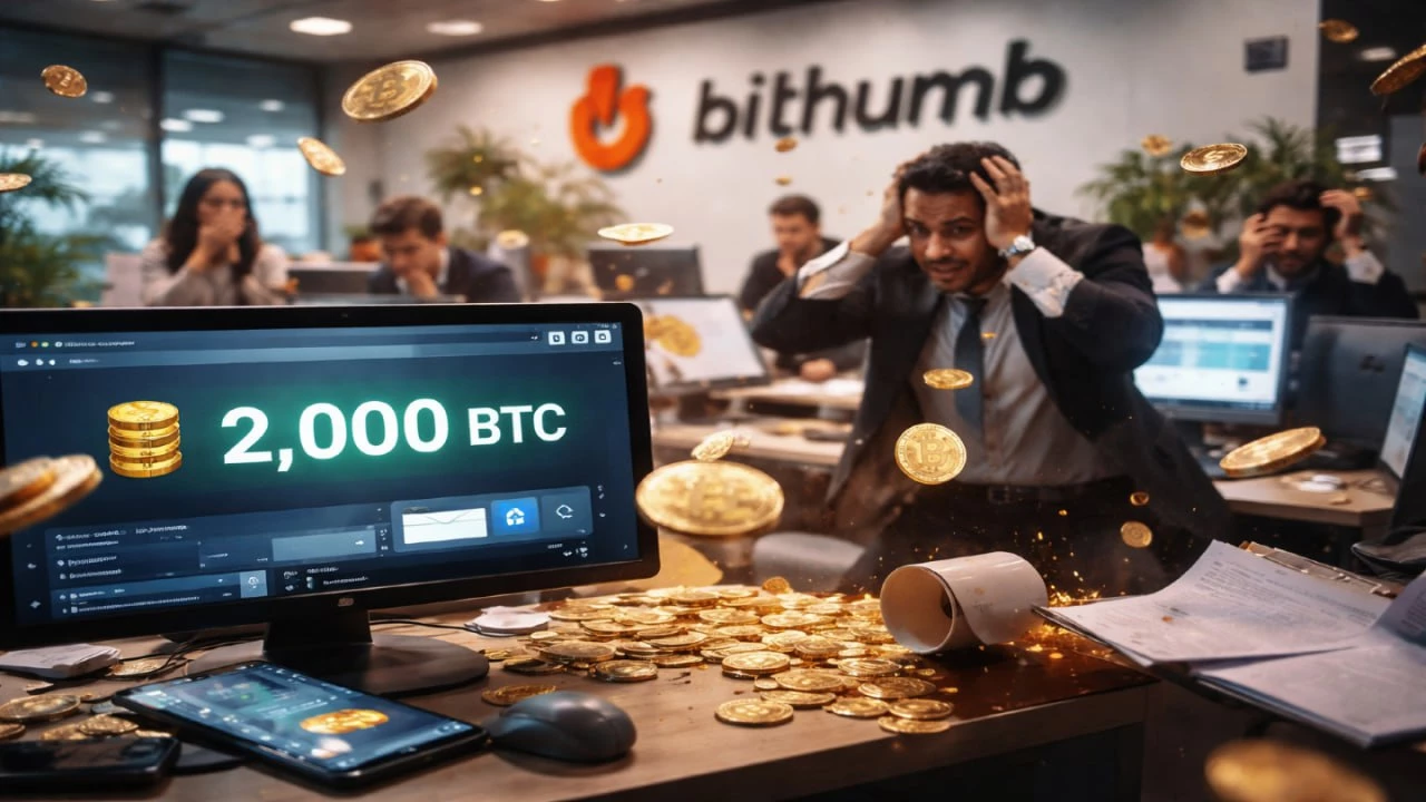 Bithumb случайно раздала 2000 BTC вместо 2000 вон — пользователи вывели $2 млн, курс BTC рухнул на 10%!