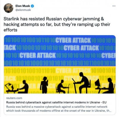 Илон Маск обвиняет российских хакеров в кибератаках на Starlink